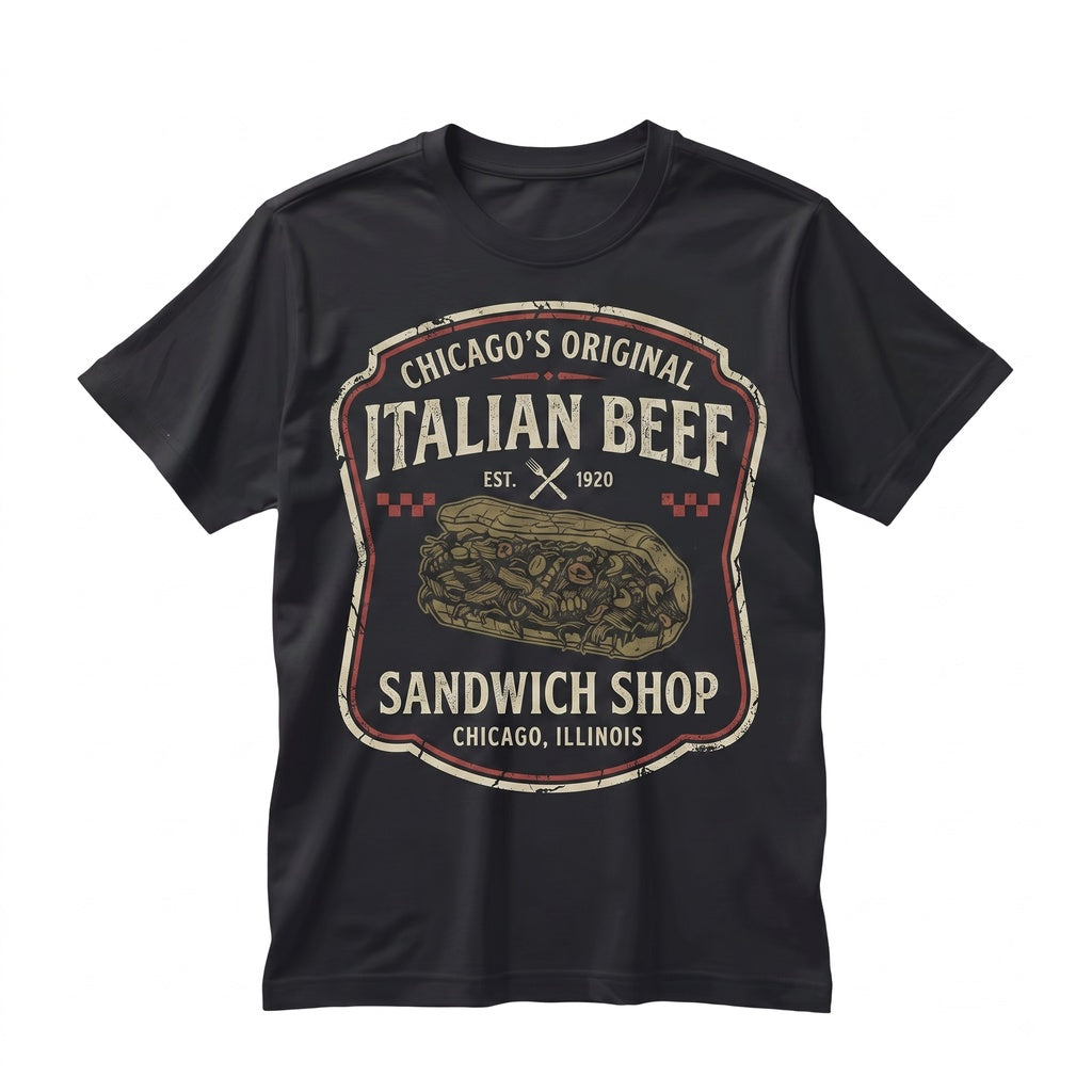 Vintage Chicagoland Italian Beef Restaurant Retro Graphic Casual Unisex TShirt