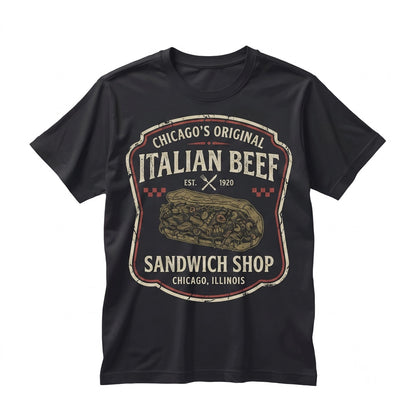 Vintage Chicagoland Italian Beef Restaurant Retro Graphic Casual Unisex TShirt