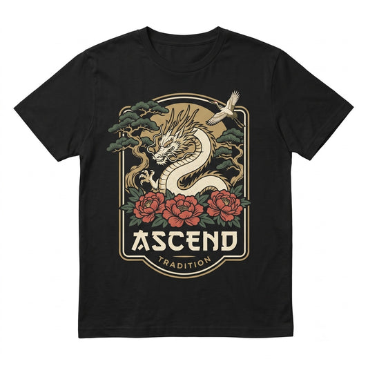 Vintage Japanese Dragon Asian Floral Art Mythical Aesthetic Graphic Gift Unisex TShirt