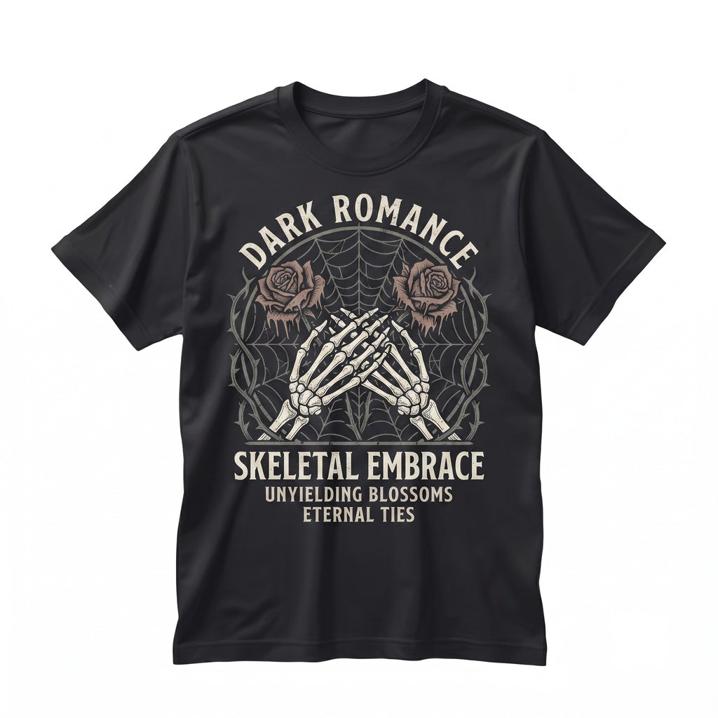 Spooky Skeleton Roses Graphic Cute Creepy Sarcastic Alt Black White Goth Unisex TShirt