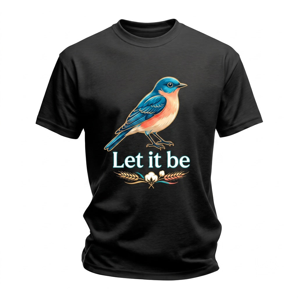 Peaceful Minimalist Cute Bird Graphic Illustration Let It Be Unisex TShirt