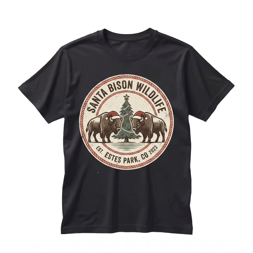 Christmas Bison Holiday Graphic Buffalo Western Wildlife Themed Apparel Gift Unisex TShirt