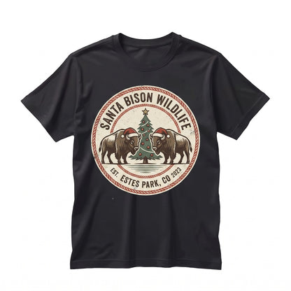 Christmas Bison Holiday Graphic Buffalo Western Wildlife Themed Apparel Gift Unisex TShirt
