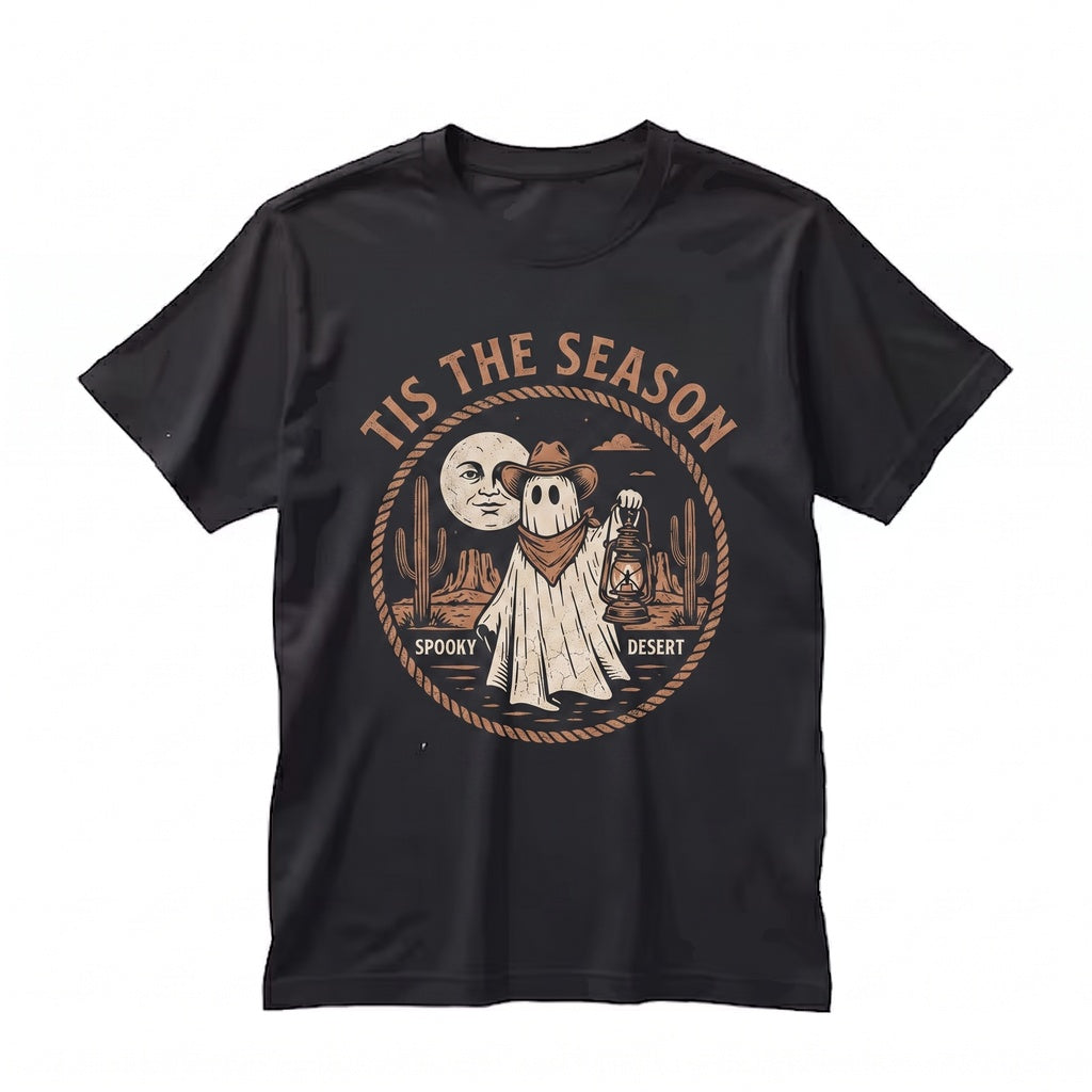 Tis The Season Spooky Cowboy Ghost Desert Western Aesthetic Southwest Fall Holiday Apparel Unisex TShirt