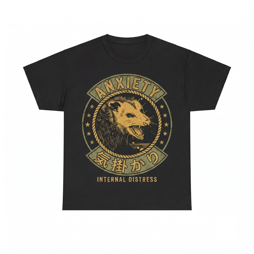 Funny Anxiety Japanese Opossum Graphic Screaming Animal Meme Aesthetic Cotton Unisex TShirt