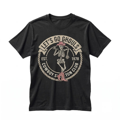 Lets Go Ghouls Retro Vintage Halloween Spooky Season Fall Ghost Graphic Apparel Unisex TShirt