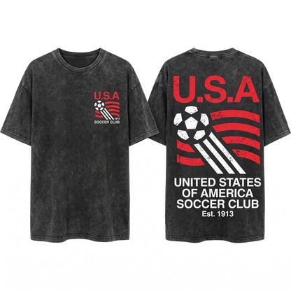 1990s United States Soccer Retro USA Team Graphic Unisex Wash T-Shirt