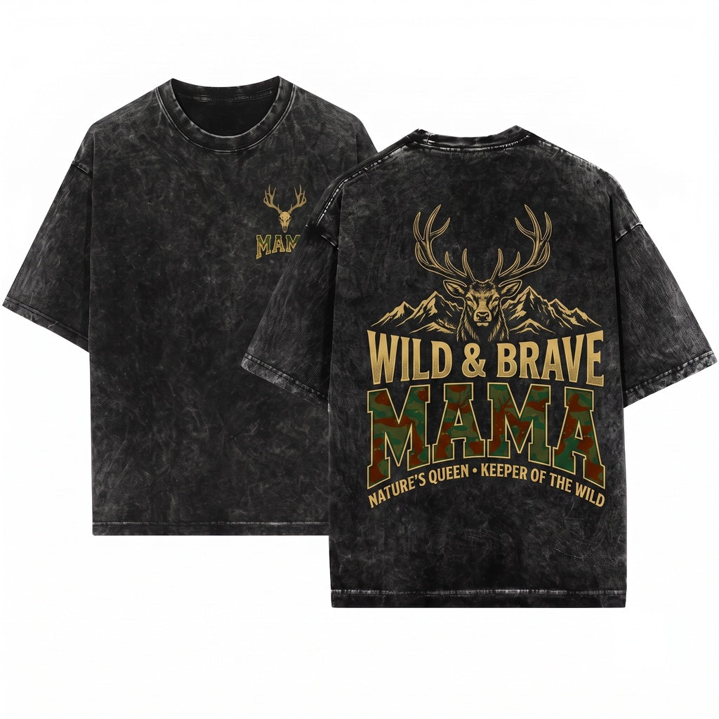 Mama Camo Deer Hunting Retro Mom Gift Unisex Wash T-Shirt