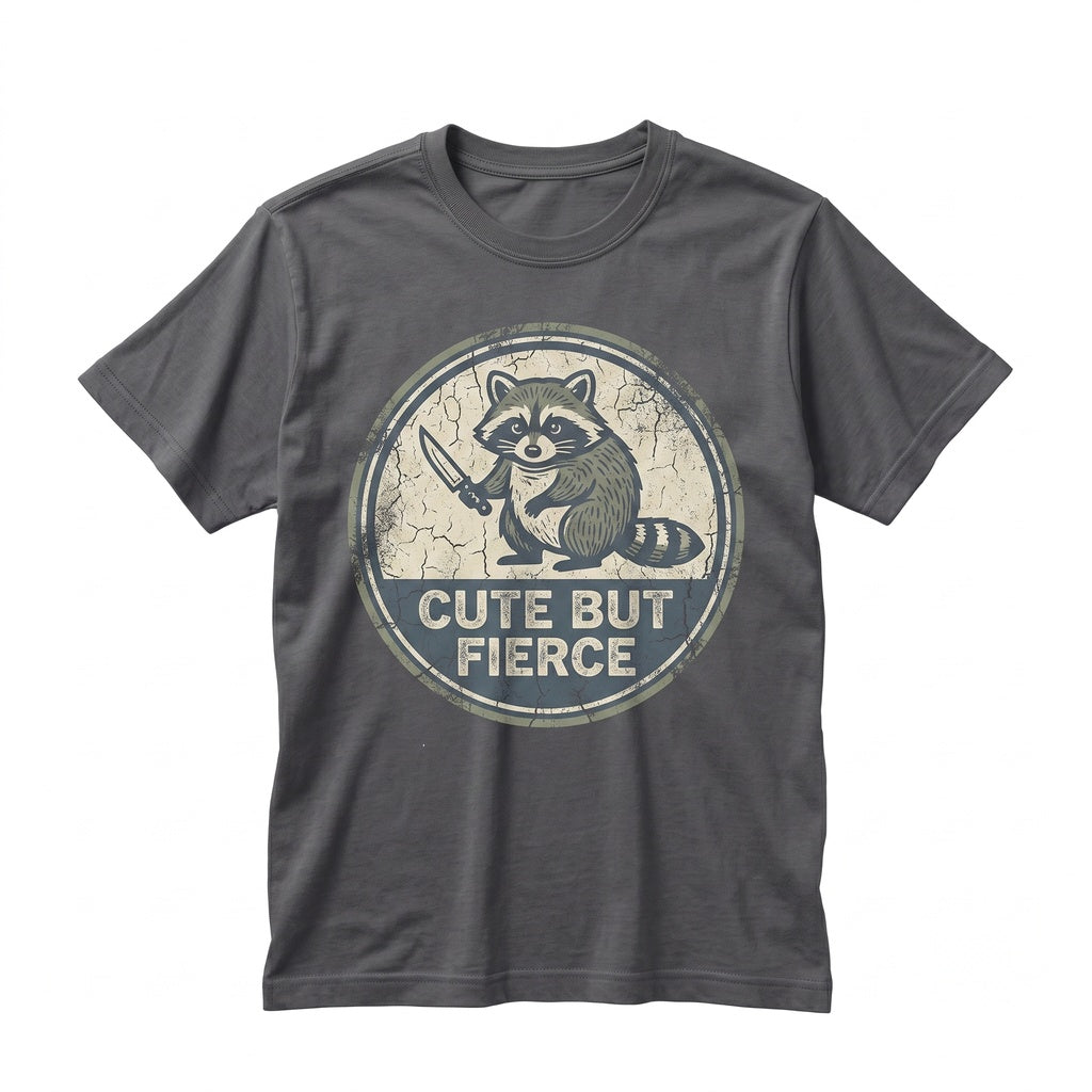 Cute but Fierce Chaotic Raccoon Embroidered Trash Panda Funny Meme Unisex TShirt