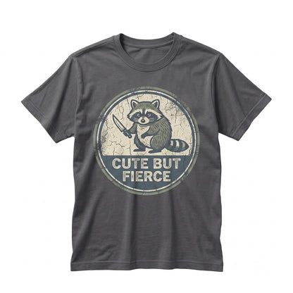 Cute but Fierce Chaotic Raccoon Embroidered Trash Panda Funny Meme Unisex TShirt