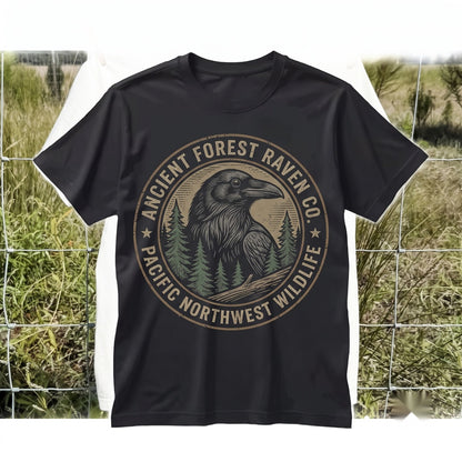 Vintage Gothic Raven Bird Graphic Dark Forest Woodland Wildlife Nature Gift Apparel Unisex TShirt
