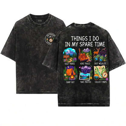 Things I Do In My Spare Time Nature Lover Outdoor Hobby Hiking Camper Adventure Seeker Wildlife Photography Map Unisex Wash