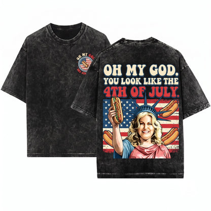 Jennifer Coolidge Oh My God You Look Like The 4th Of July Funny Patriotic Pop Culture Meme Gift Unisex Wash T-Shirt