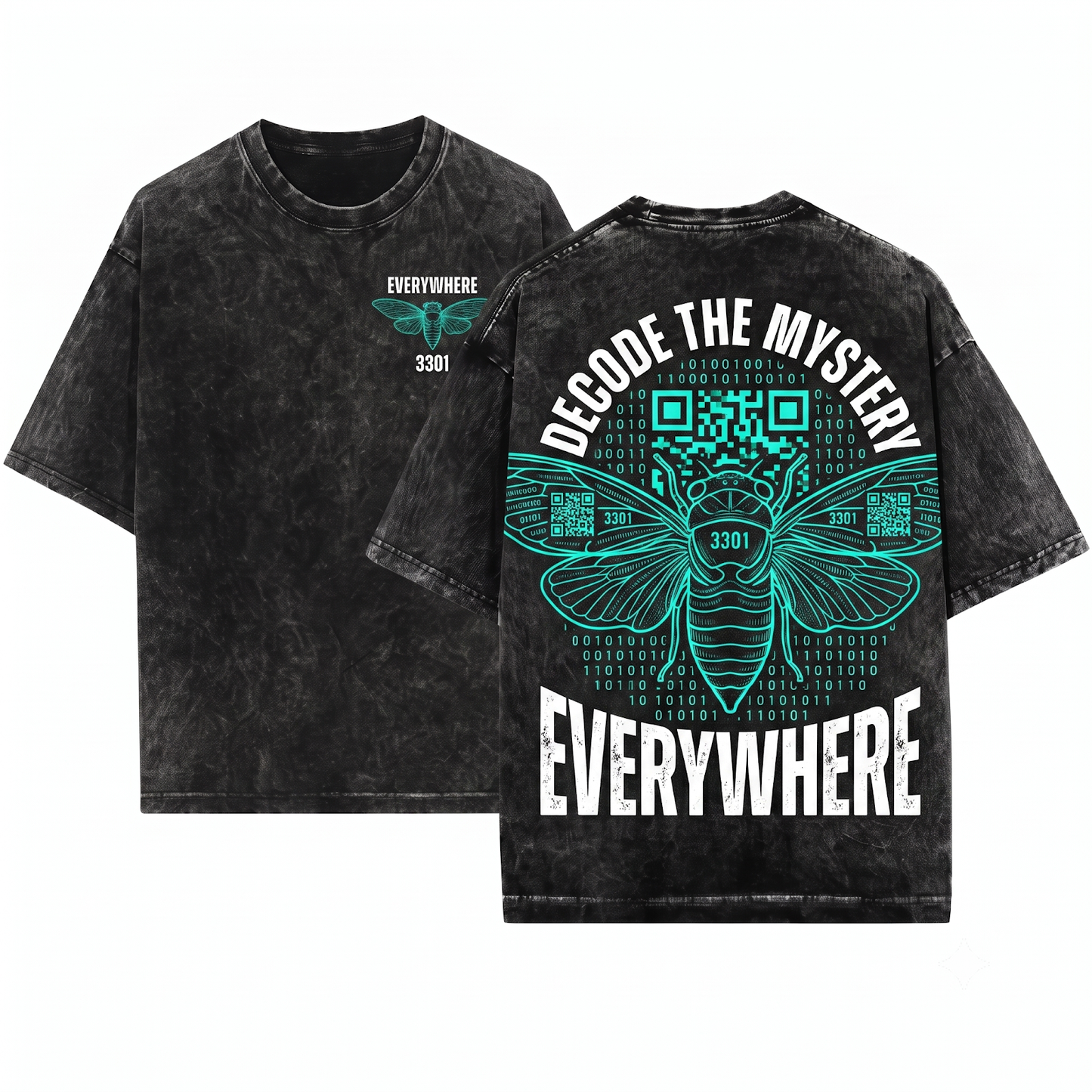 Cicada 3301 Everywhere Moth Graphic Tee Cryptography Mystery Hacker Apparel Internet Puzzle Society Art Unisex Heavyweight Garment-Dyed T-Shirt