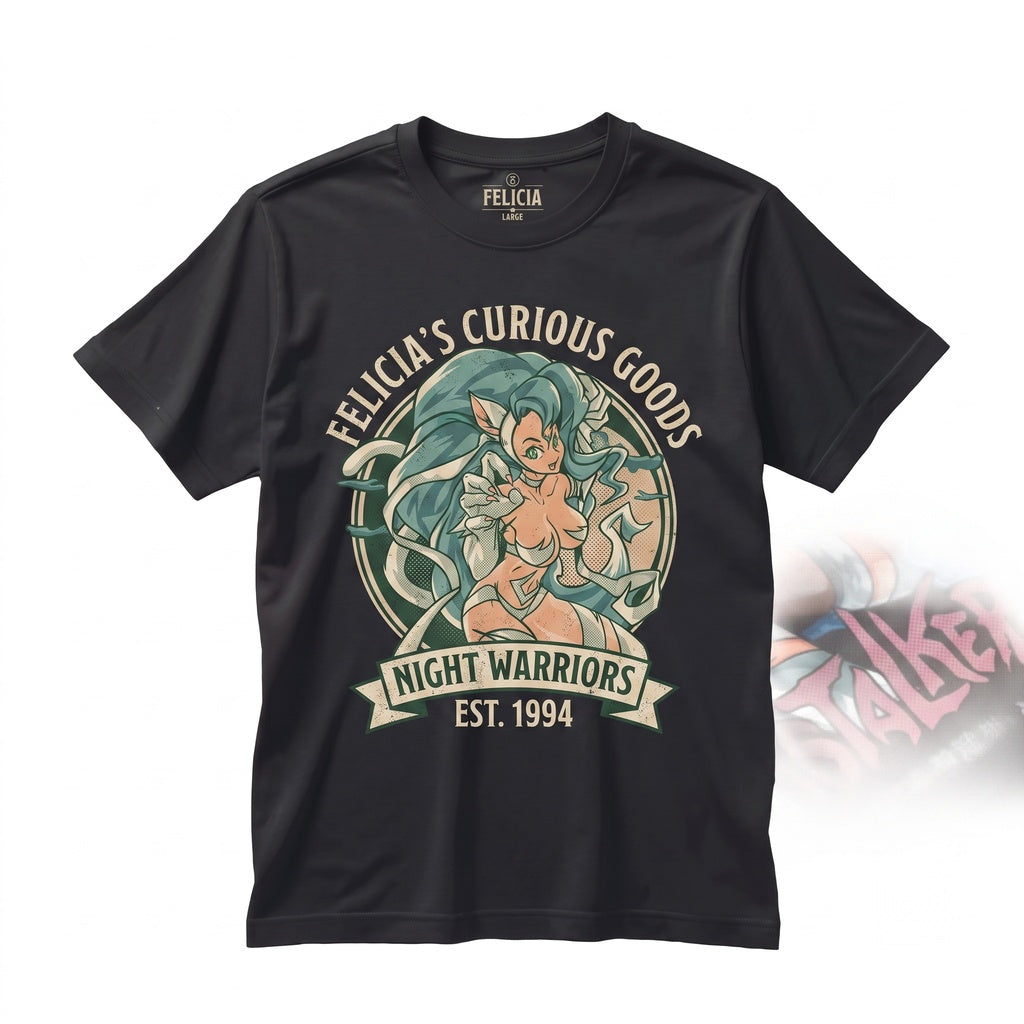 Vintage Morrigan Aensland Succubus Fighter Retro Japanese Anime Graphic Unisex TShirt