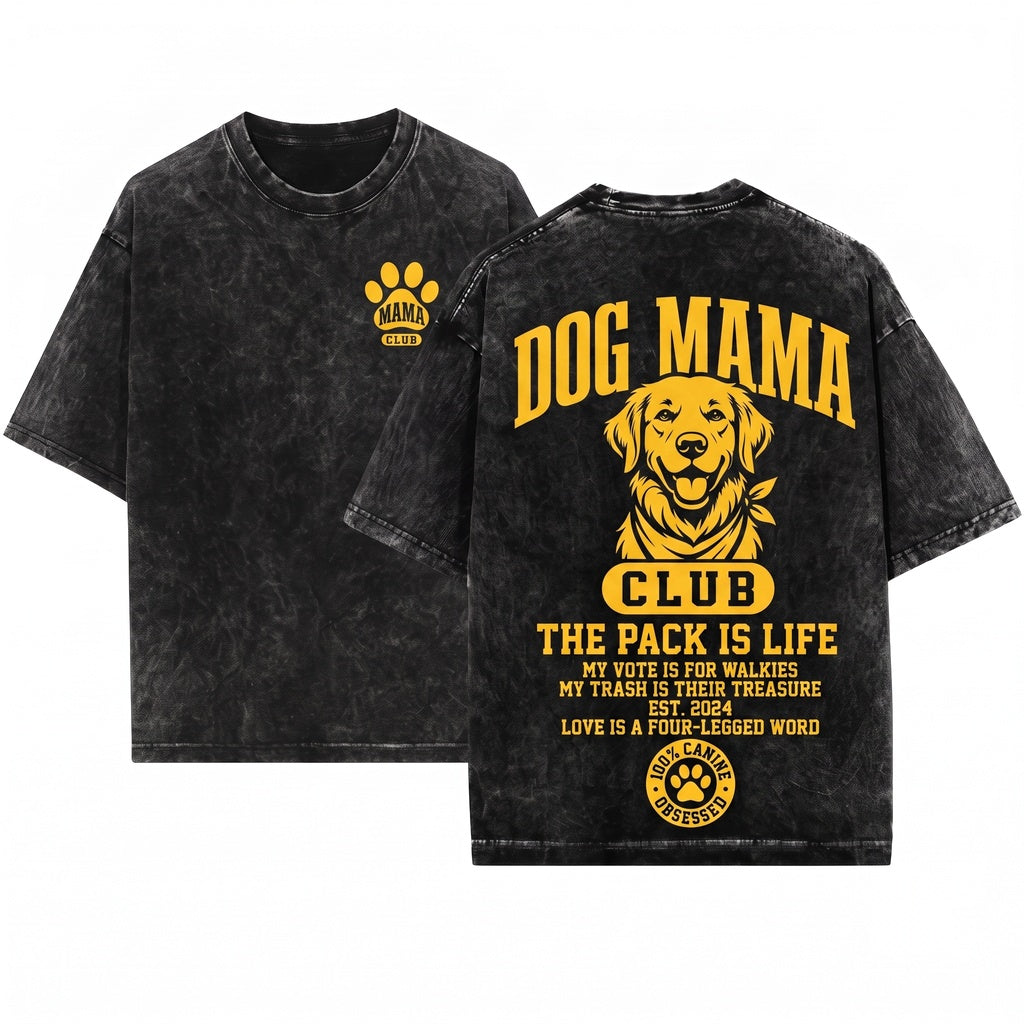 Dog Mama Lightweight Crewneck Pet Owner Apparel Unisex Wash T-Shirt