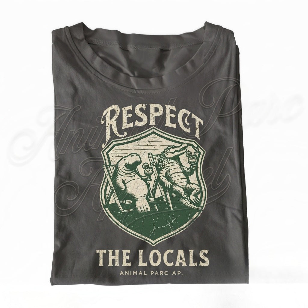 Respect The Locals Vintage Everglades Florida Crocodile Manatee Graphic Gift Unisex TShirt