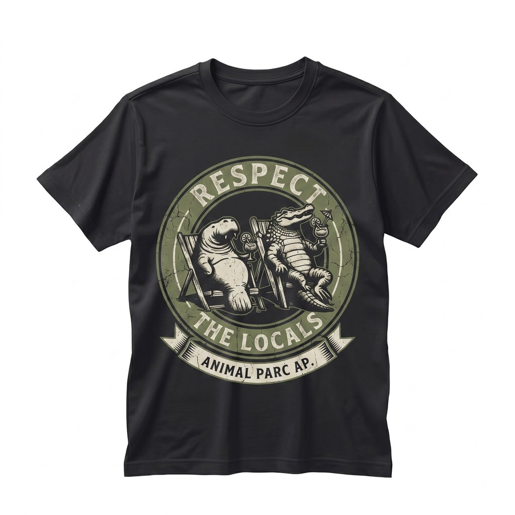 Florida Respect The Locals Everglades Beach Bag Alligator Manatee Crocodile Souvenir Gift Print Unisex TShirt