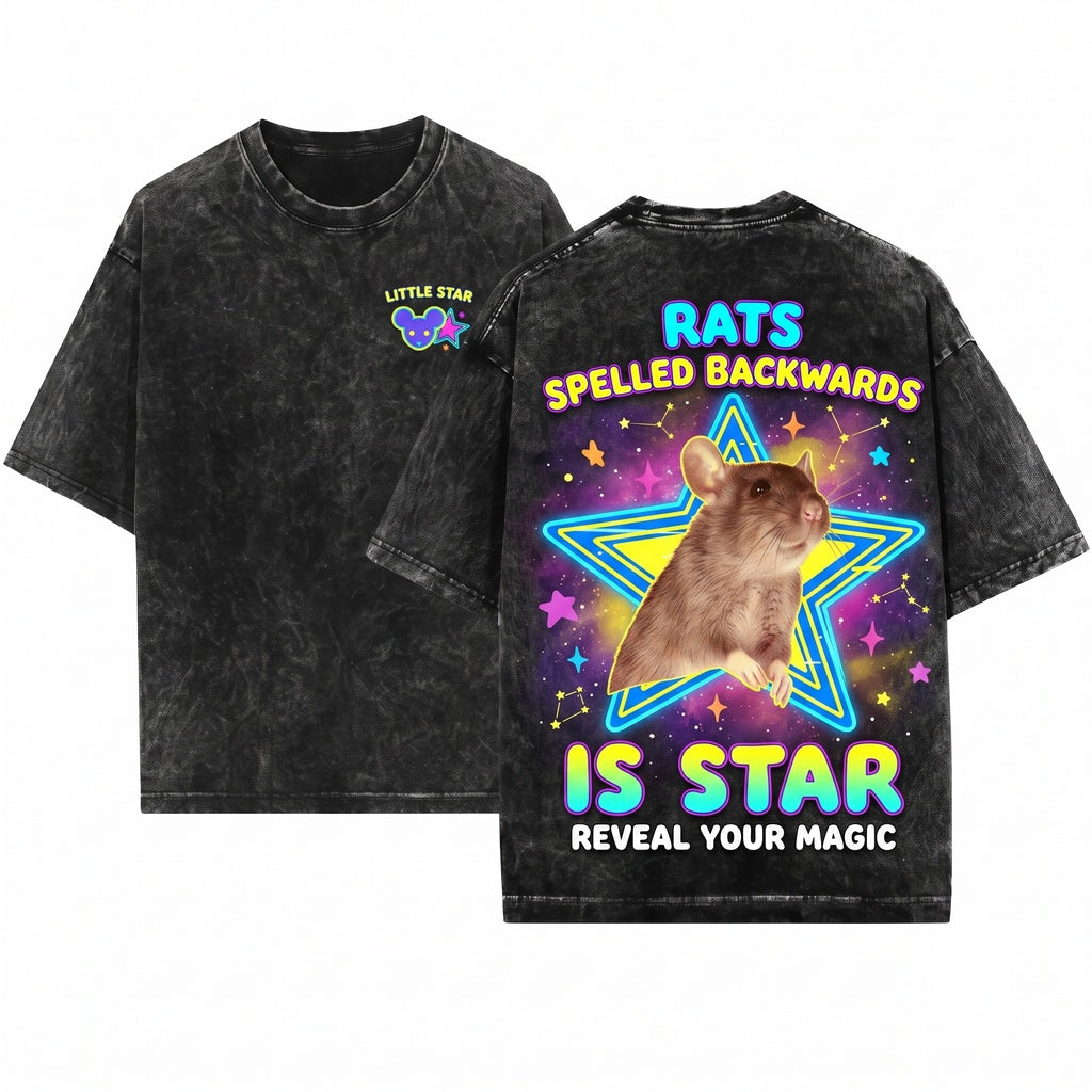 Rats Spelled Backwards Is Star Funny Weird Animal Meme Unisex Wash T-Shirt