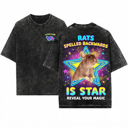 Rats Spelled Backwards Is Star Funny Weird Animal Meme Unisex Wash T-Shirt