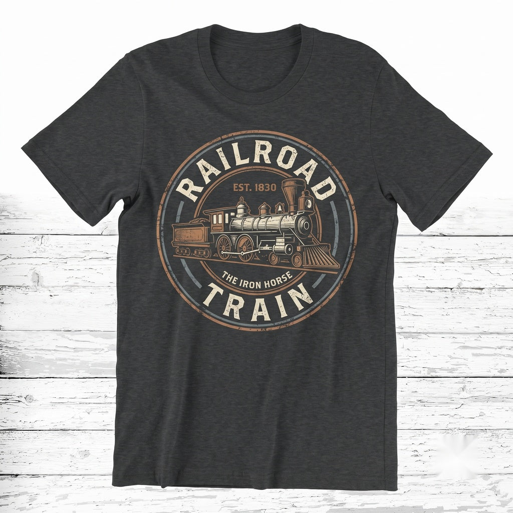 Vintage Locomotive Railroad Train Engineer Conductor Enthusiast Gifts for Men Graphic Unisex TShirt
