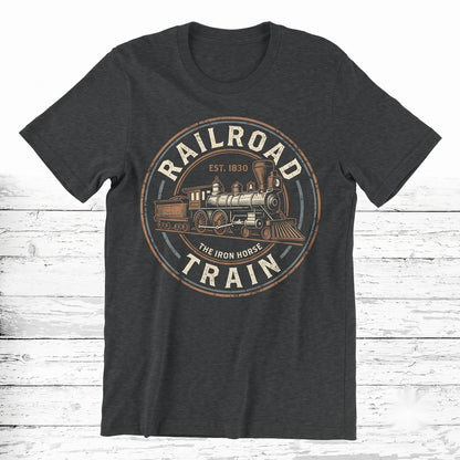 Vintage Locomotive Railroad Train Engineer Conductor Enthusiast Gifts for Men Graphic Unisex TShirt