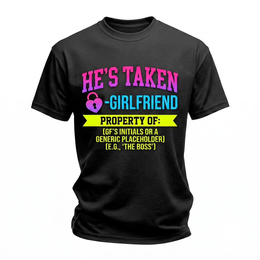 Sorry Hes Taken Girlfriend Funny Back Print Boyfriend Protective Relationship Streetwear Unisex TShirt