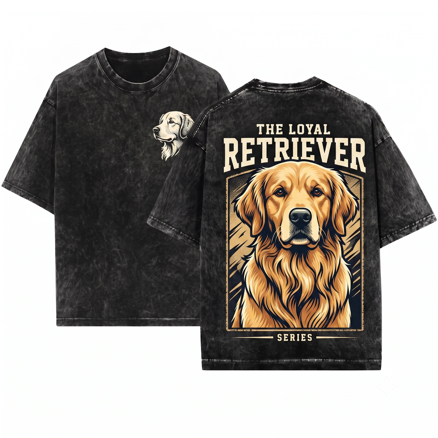 Golden Retriever Silhouette Tee Minimalist Dog Mom and Dad Modern Golden Pet Outline Design Unisex Heavyweight Garment-Dyed T-Shirt