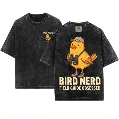 Funny Bird Watcher Nerd Gift Nature Backyard Graphic Unisex Wash T-Shirt
