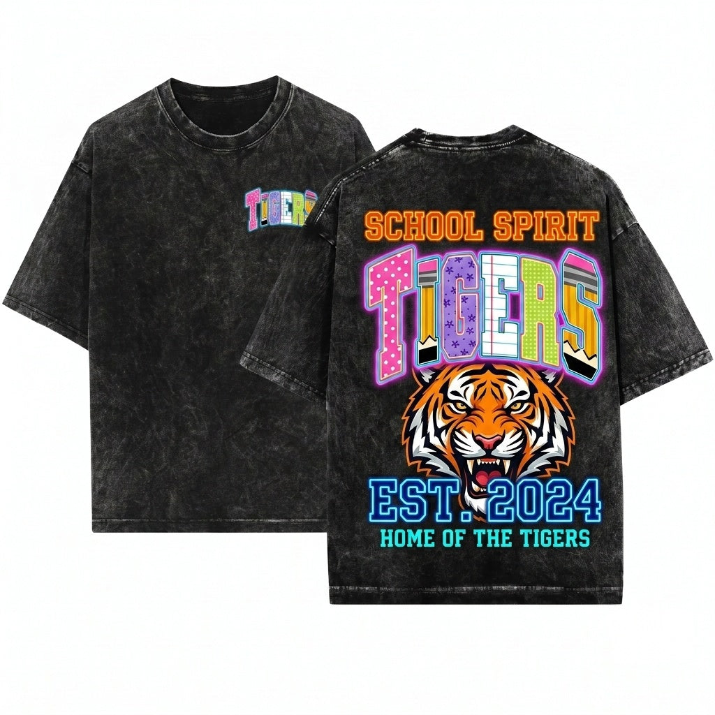 Custom Pencil Varsity School Mascot Teacher Spirit Back To Unisex Wash T-Shirt