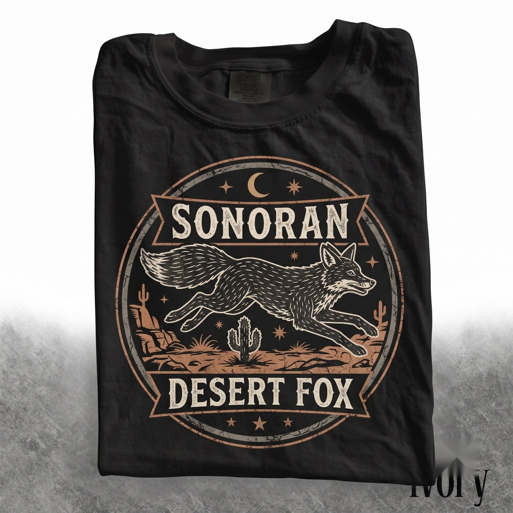 Vintage Y2K Western Desert Fox Graphic Cosmic Southwest Coyote Animal Gift Top Unisex TShirt