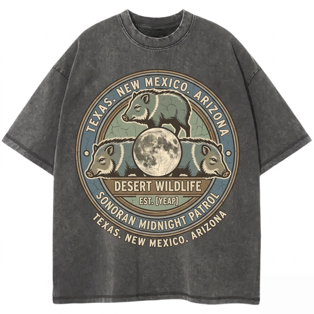 Three Javelina Moon Vintage Collared Peccary Galaxy Retro Cosmic Desert Animal Nature Lover Gift Space Streetwear Unisex TShirt
