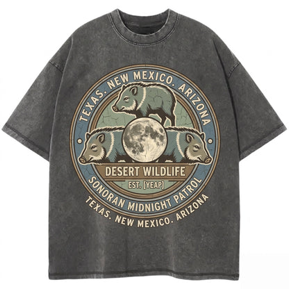 Three Javelina Moon Vintage Collared Peccary Galaxy Retro Cosmic Desert Animal Nature Lover Gift Space Streetwear Unisex TShirt