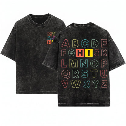 HI Alphabet Letters Learning ABC Funny Gift Toddler Preschool Teacher Educator Kindergarten Boy Girl First Last Day School Unisex
