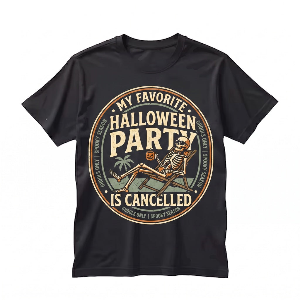 Funny Halloween Party Cancelled Introvert Humorous Graphic Apparel Unisex TShirt