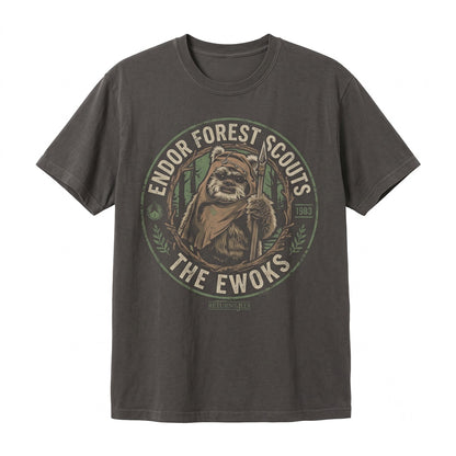 Vintage Retro Endor Forest Moon Ewok Sci-Fi Droids Graphic Print Unisex TShirt