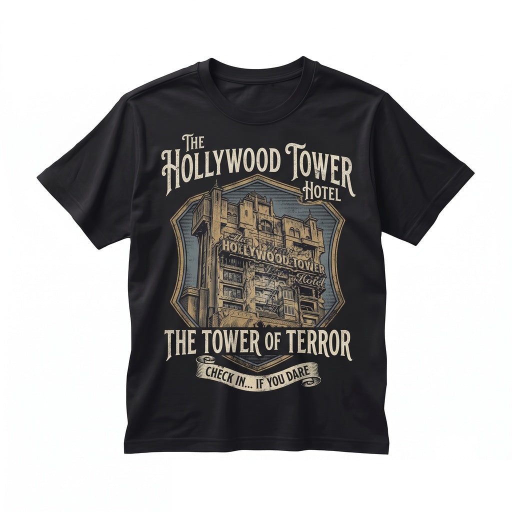 Vintage Haunted Drop Tower Theme Park Hollywood Spooky Halloween Oversized Graphic Unisex TShirt
