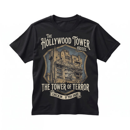Vintage Haunted Drop Tower Theme Park Hollywood Spooky Halloween Oversized Graphic Unisex TShirt