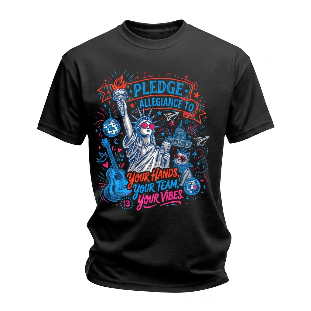 Pledge Allegiance To Your Hands Team Vibes Patriotic Music Lover 4th Of July Graphic Unisex TShirt