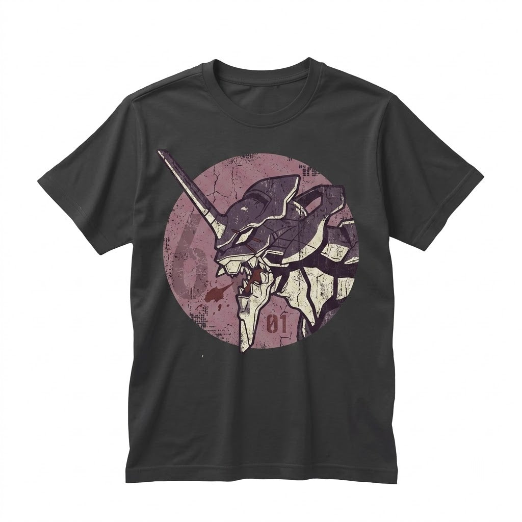 Japanese Anime Robot EVA Mecha Unit 01 Graphic Crewneck Cotton Unisex TShirt