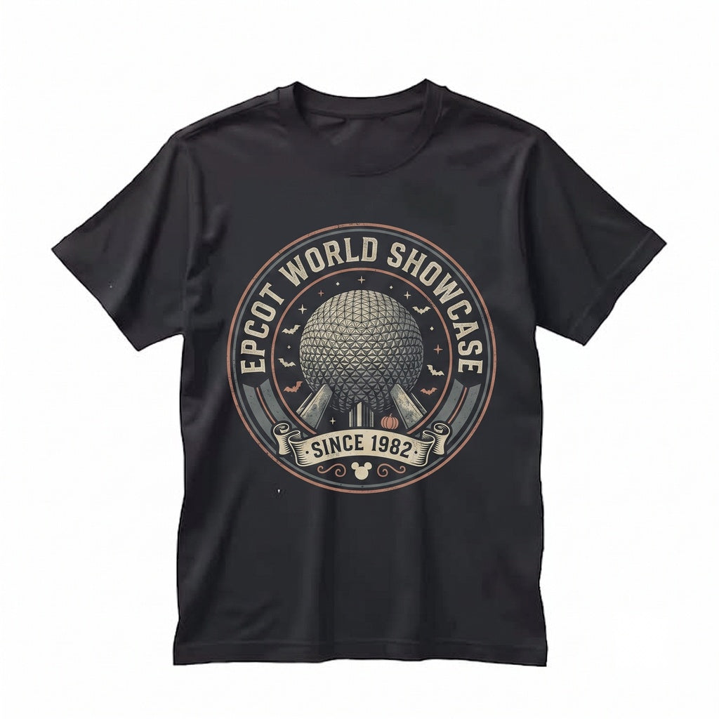 Retro Epcot Halloween Disney World Showcase Since 1982 Vacation Family Trip Spooky Fall Party Gifts Unisex TShirt