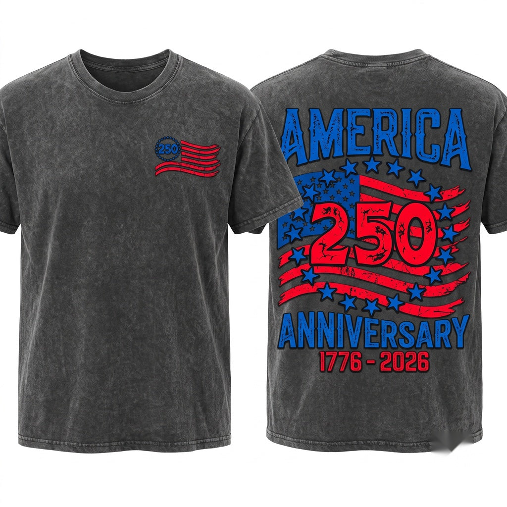 America 250th Anniversary USA Patriotic 4th Of July Unisex Wash T-Shirt