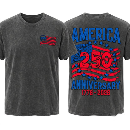 America 250th Anniversary USA Patriotic 4th Of July Unisex Wash T-Shirt