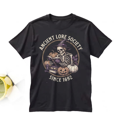 Witch Skeleton Spellbook Halloween Cobweb Pumpkin Gothic Autumn Aesthetic Spooky Gift Unisex TShirt