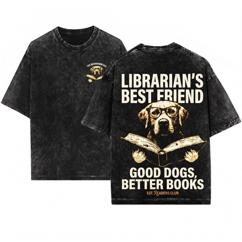Labrador Dog Reading Bookworm Librarian Pet Lover Mom Dad Gift Unisex Wash T-Shirt