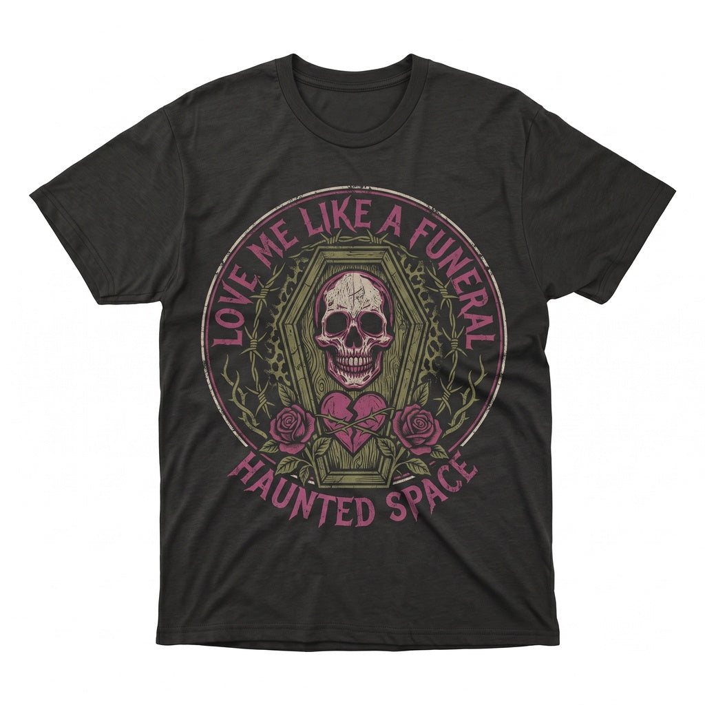 Love Me Like A Funeral Funny Spooky Goth Dark Humor Creepy Cute Sarcastic Alt Unisex TShirt