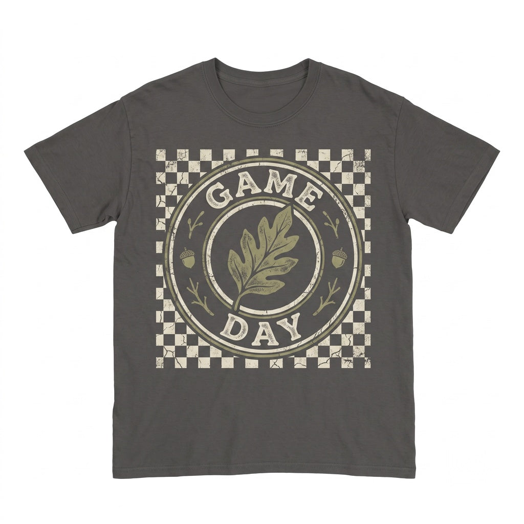 Checkered Retro Game Day Football Baseball Soccer Fan School Sport Unisex TShirt