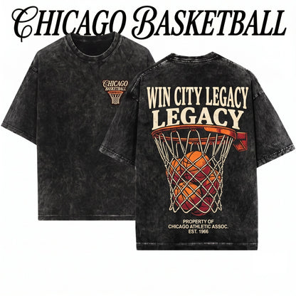 Retro Chicago Basketball Vintage Game Day Graphic Unisex Wash T-Shirt