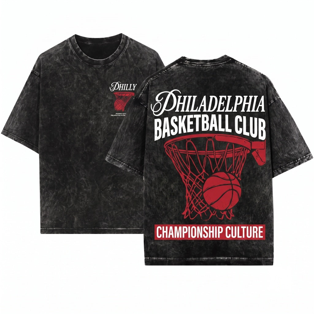 Retro Philadelphia Game Day Graphic Bball Apparel Unisex Wash T-Shirt