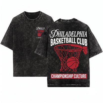 Retro Philadelphia Game Day Graphic Bball Apparel Unisex Wash T-Shirt